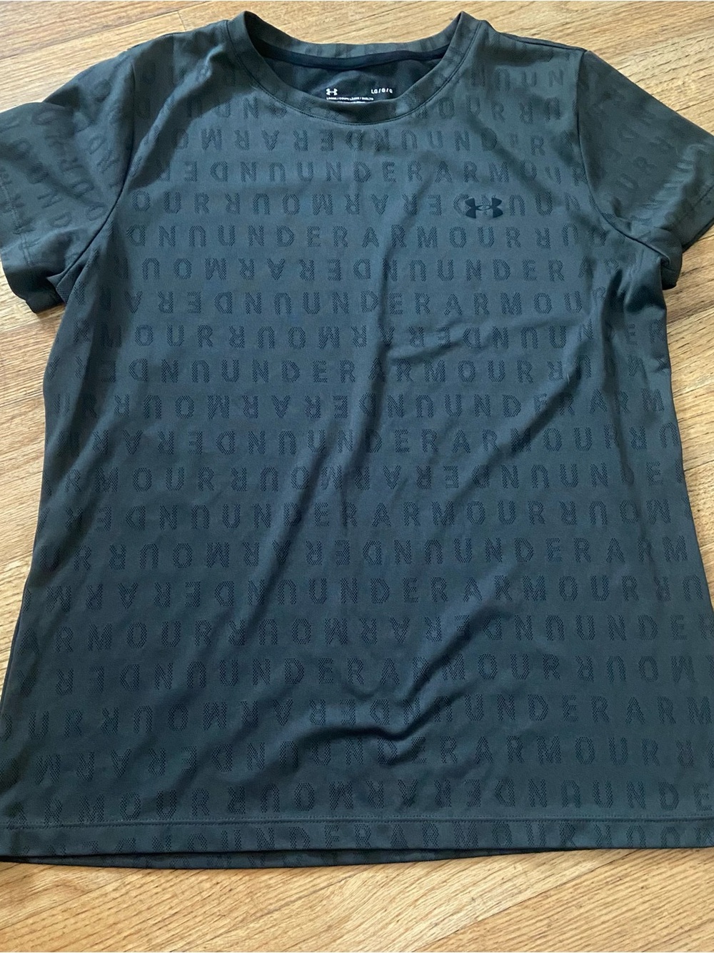 Under Armour Velocity Wordmark Jacquard Tee - Size L - Dark Olive Green